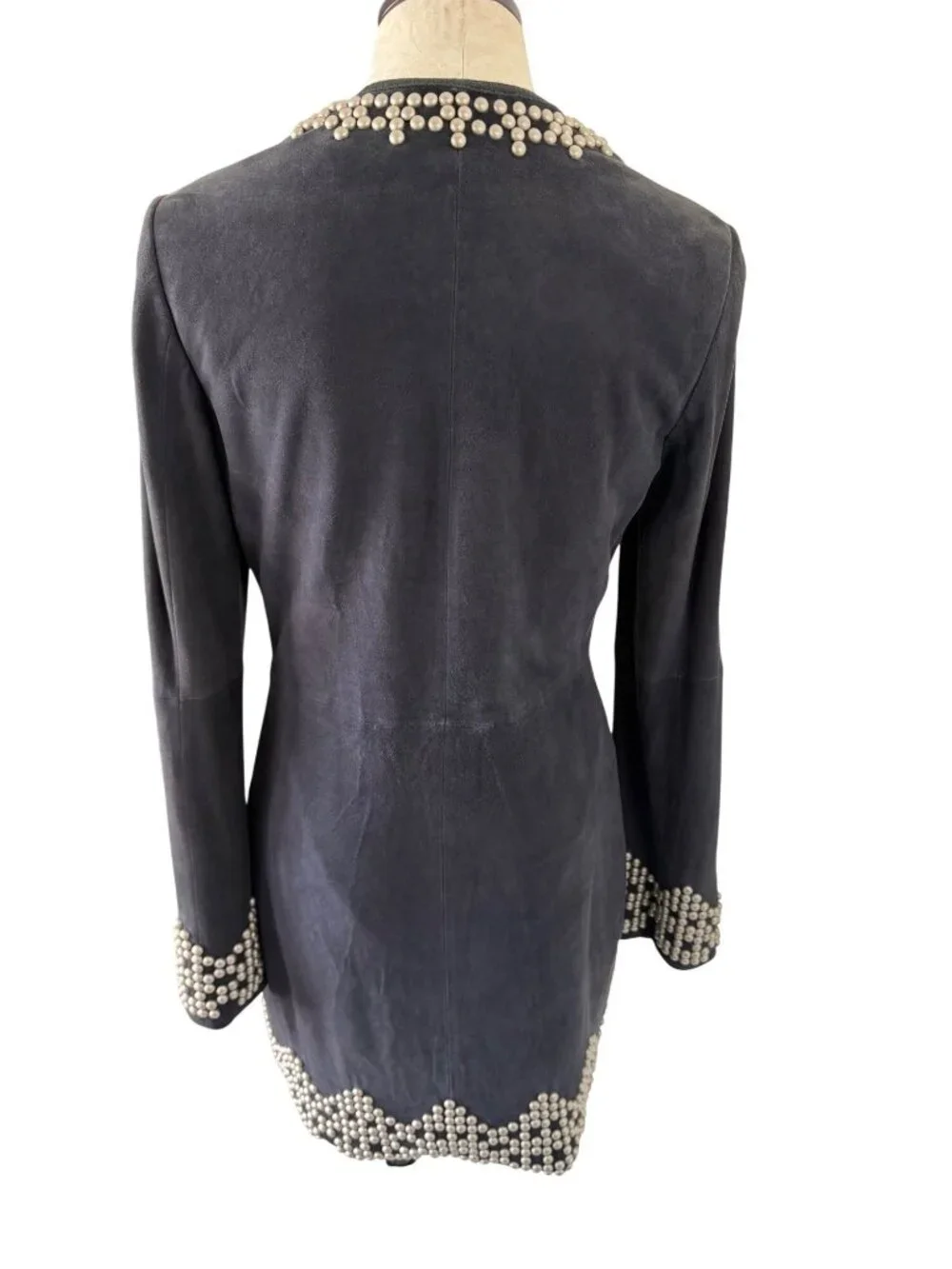 Tory Burch Womens Long Sleeve Studded Mini Dress Size 8 Black Suede Western Boho